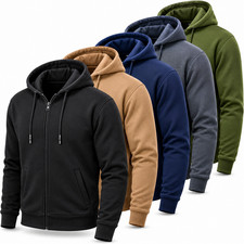 Men's Heavy Weight Regular Fleece Lined Zip Up Hoodie Sweater Jacket