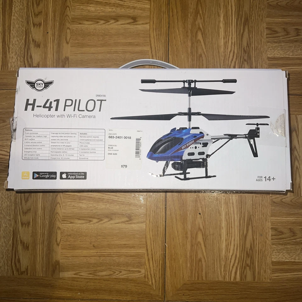 H-41 Pilot Sky Rider Helicopter Drone with Wi-Fi Camera, (DRW241BU) BLUE, NIB - Image 3 of 4