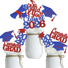 Double Sided Graduation Centerpiece 16PCS Congrats Grad Party Favors Glitter Tab
