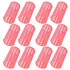 Women Plastic DIY Hairdressing Hairstyle Roller Curlers Clips Pink 12pcs