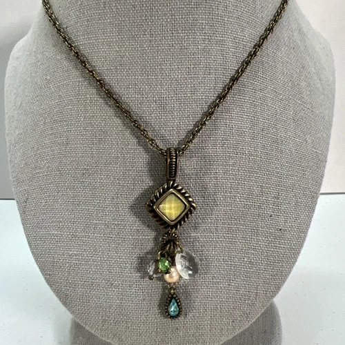 VETEMENTS Collana con ciondolo LIA SOPHIA strass verde blu giallo pendenti 16" 18"