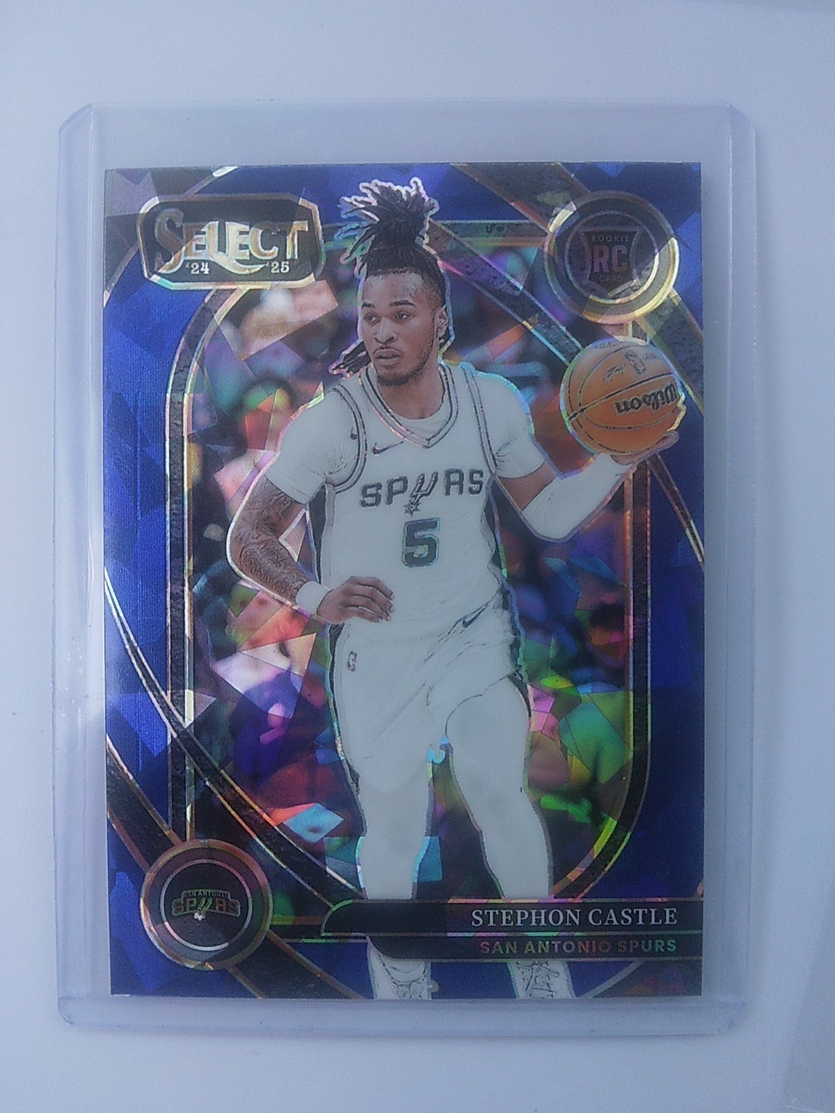 2024-25 Select Stephon Castle #175 Courtside Blue Cracked Ice Prizm Rare Hit SP
