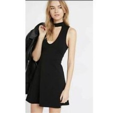 NWT 💞 EXPRESS CHOKER LITTLE BLACK SLEEVELESS SKATER COCKTAIL PARTY NYE DRESS XS