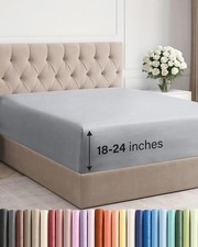 Extra Deep Queen Fitted Sheet Only Fits 18-24 Inch Mattress Steel Blue Soft