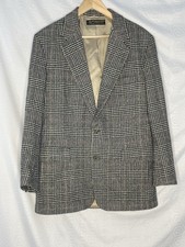 Vintage Brooks Brothers Plaid Wool Black Cream Sport Jacket 40 Reg