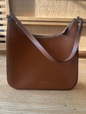 Staud Brown Cognac Leather Shoulder Bag Medium Size Gold Hardware Purse