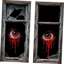 Halloween Window Decorations, 2PCS Halloween Curtain Banner