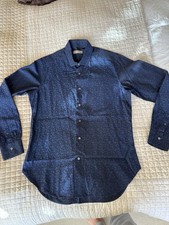 Schönes blaues Shirt Cruciani Blumenmuster 16 M-L 