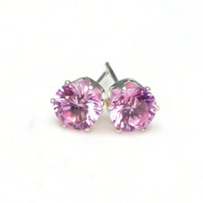 925 Sterling Silver 3mm-6mm Round CZ Gem Stud Earrings 10 Colour Women Girl Gift