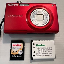 Nikon Coolpix S205 Digital Camera Red 12.0 MP 2.5" Screen 4x Wide Optical Zoom