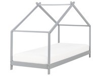 Kinderbett Haus Aus Kiefernholz Grau 90 X 200 Cm Lattenrost Modern Orlu