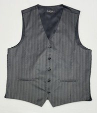 VTG Nicole Miller Black/Silver Birdseye Stripe Silk Formal Adjustable Vest M EUC