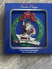 Regent Square 2022 Red And Green Santa In Wreath Collectible Christmas Ornament
