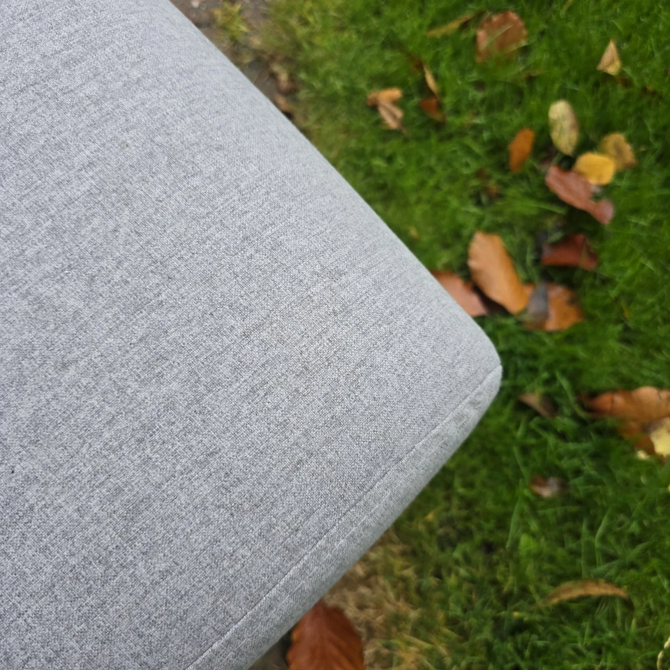 Footstool Ottoman Leg Rest Seat Grey & Chrome Legs Mid Century Modern Style Mcm - Image 4 of 4