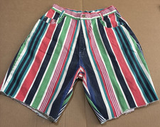 Vintage PASTA Striped Jean Bermuda Shorts Junior Size 11 Made in the USA
