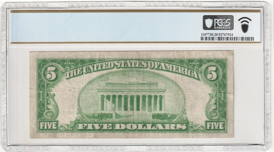 1928A $5 FRN ~ MINNEAPOLIS ~ Fr. I951-I ~ PCGS VF ~ BIG9 Seal -SN# I 0436 7079 A - Image 3 of 4
