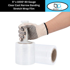 5" x 1000' 80 Gauge 24 Rolls Mini Hand Stretch Wrap Clear Bundling Shrink Film