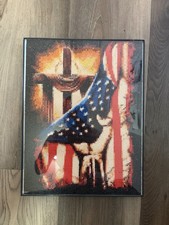 American Flag  Cross Finished, Sealed  Framed Diamond Art Painting 10 X 13