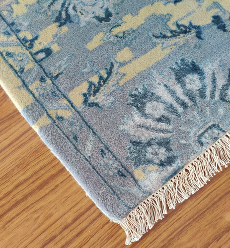 Small Rug Hand Knotted 2x2 ft Wool Contemporary Bamboo Silk 60x60 cm Grey Beige - Picture 23 of 24
