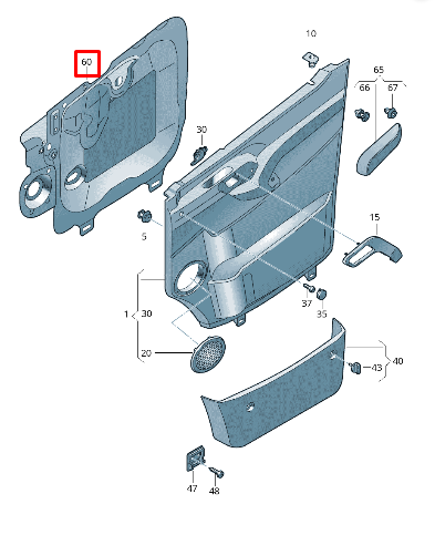 Protection de panneau de porte avant droite VW Crafter neuve 2E0837982 d'origine