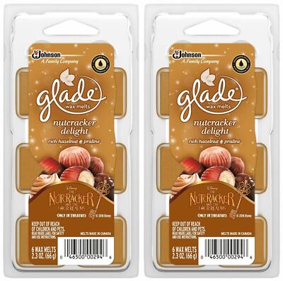 2 PACKS ~ New Glade Wax Melts Nutcracker Delight Rich Hazelnut & Praline 6 ct Ea