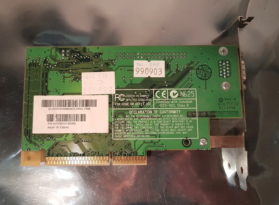 ATI RAGE PRO TURBO AGP 109-49800-11 AGP 8MB SDRAM Video Graphics Card - Image 3 of 3