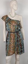 NWT JODI KRISTOPHER ONE SHOULDER MINI DRESS SIZE M JUNIOR W/BELT SNAKE PRINT