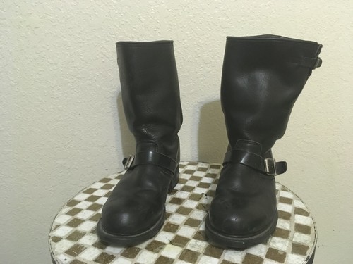 STEEL TOE USA BLACK LEATHER VTG HARLEY DAVIDSON MOTORCYCLE ENGINEER BOOTS 8 M - Picture 5 of 19