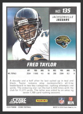 Fred Taylor #135 2024 Score Jacksonville Jaguars | eBay