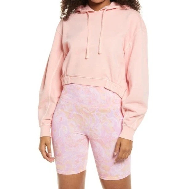 BP Nordstrom Women's Crop French Terry Hoodie In Pink Pudding Size XL NWT