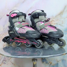 Schwinn Girls L ABEC-5 In-Line Skates Roller Blades Adjustable Fit 5-8 Pink Gray