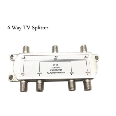 1PC 6 Way TV Splitter 5-2400 MHz Coax Cable Adapter For RG59 RG6 HDTV Satellite