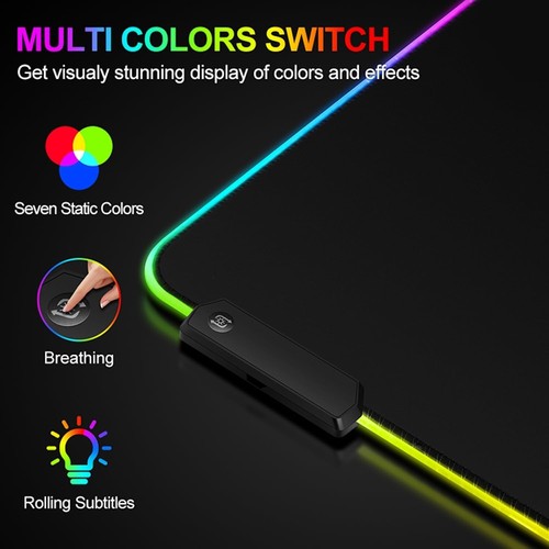 Large RGB Gaming Mouse Pad - 15 Light Modes, Non-Slip Rubber Base, 31.5x11.8 in - Picture 7 of 10