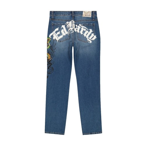 VTG Y2K Ed Hardy Baggy Skull Embroidered Rhinestone Denim Jeans