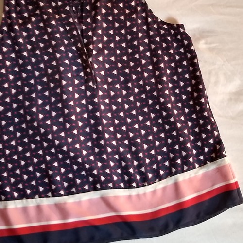 JOIE Estero Geometric Navy Blue Silk Pullover Blouse Top M NWT - 第 3/11 張圖片
