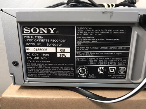 Sony SLV-D370P DVD Player VCR Video Cassette Recorder Combo - No Remote- Tested - Picture 8 of 11
