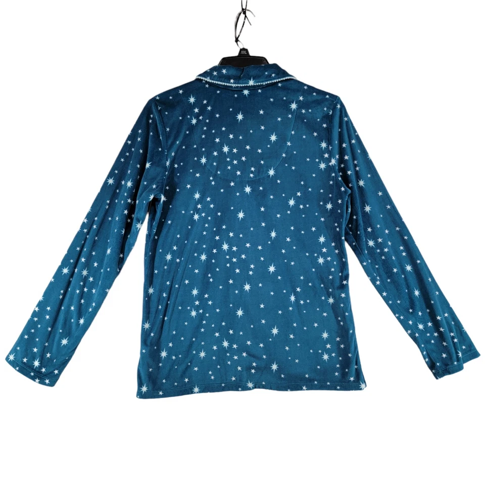 Croft & Barrow Juego de 2 Pijamas para Mujer L/S TEAL Estrellas Plateadas Terciopelo Talla Xs Foto 2 de 4