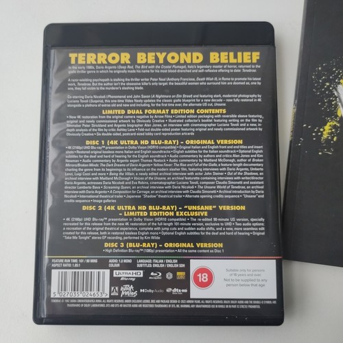 Dario Argento's Tenebrae. 4K UltraHD Blu-ray 3-Disc Limited Edition. - Picture 7 of 11