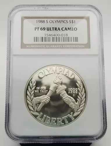1988 S Olympics Commemorative Silver Dollar NGC PF69 Ultra  Cameo #0780