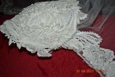 Vintage Ivory Cap w/Lace and Pearls Wedding Veil Lace surrounding all edges