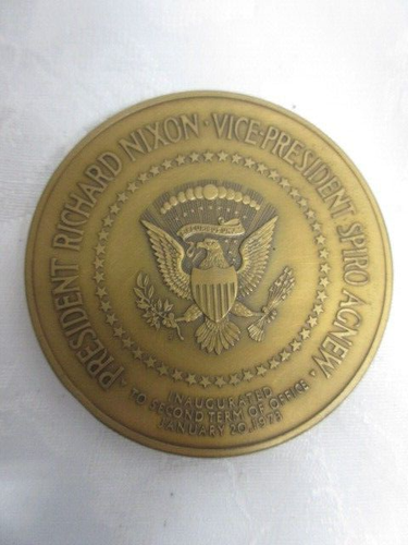 1973 Richard Nixon & Spiro Agnew Bronze Inaugural Medal w Box by Franklin Mint 1 - Picture 6 of 6