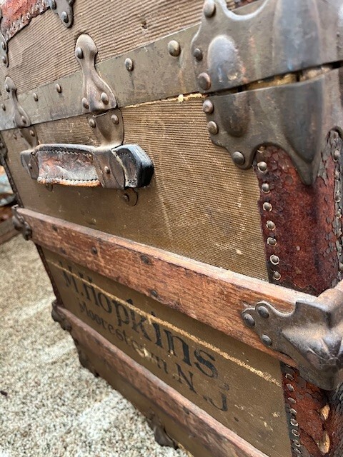 Antique Steamer Trunk Eagle Lock Company Flat Top Coffee Table Top