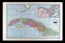 Carte Tunison 1901 Cuba Plan La Havane Florida Keys Caraïbes Santiago Santa Clara 