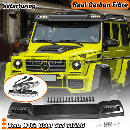 Fit For Benz W463 G500 G65 63 Real Carbon Front Roof Spoiler Wing LED Light  - Foto 1 di 12