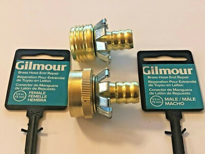 Garden Hose, Hot/Cold Water Brass Hose Replacement Fittings, Set, For 1/2'' I.D.