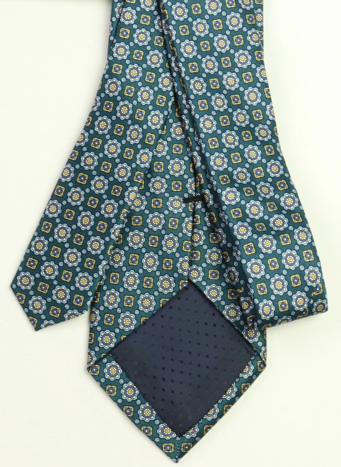 Новый Bloomingdales мужской бирюзовый Geo медальон печать 100% шелк шеи галстук - Изображение 2 из 3