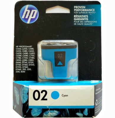 HP Printer Ink Cartridge 02 Cyan C8771WN New