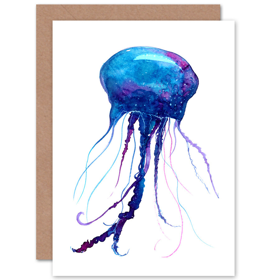 Jellysfish Watercolour Painting Card With Envelope