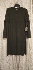 Women's INC Olive Green Shift Sweater Dress Large NWT Cable Knit