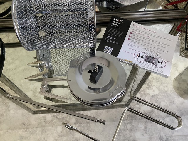 Genuine Instapot Vortex Air Fryer Rotisserrie Basket Spit Parts Shown